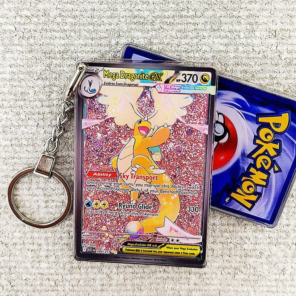 Mega Dragonite EX Card Quicksand Keychain