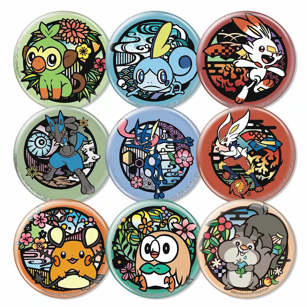 Pokemon Badge Button Magnets, 9‑Pack, Pikachu Eevee Gengar, Anime Collectible Refrigerator Magnets, Cartoon Decor Accessories