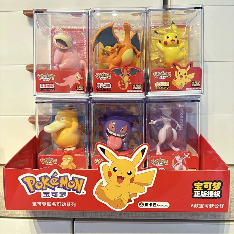 Pokemon Collectible Action Figure with Display Case, Cute Character Desktop Decor Toy, Gift for Collectors