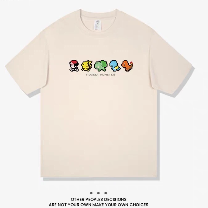 Retro Pixel Graphic Crew Neck T‑Shirt