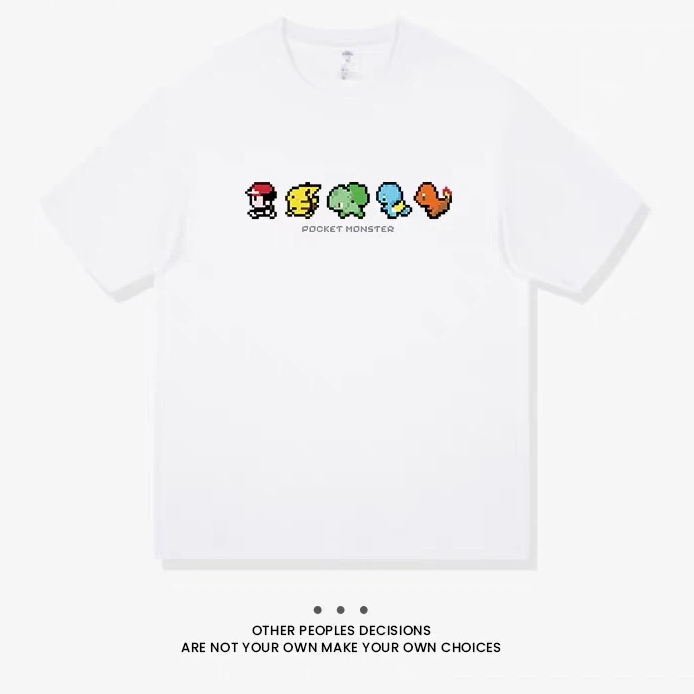 Retro Pixel Graphic Crew Neck T‑Shirt