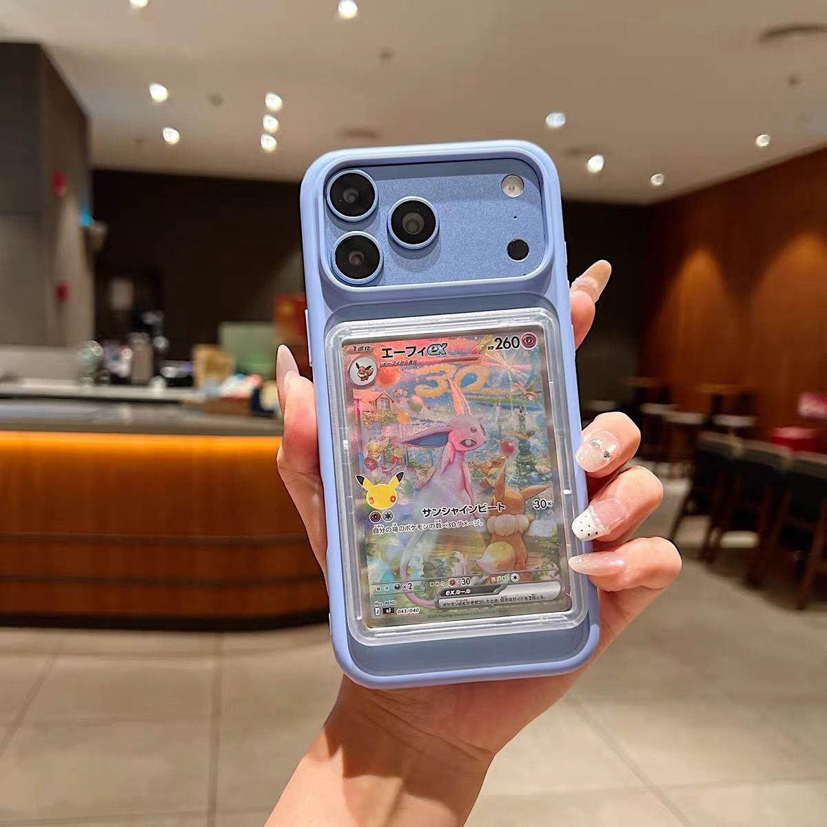 Gen 2 Trading Card Display Phone Case, Shockproof Black Protective Cover Holds Standard TCG Cards for iPhone