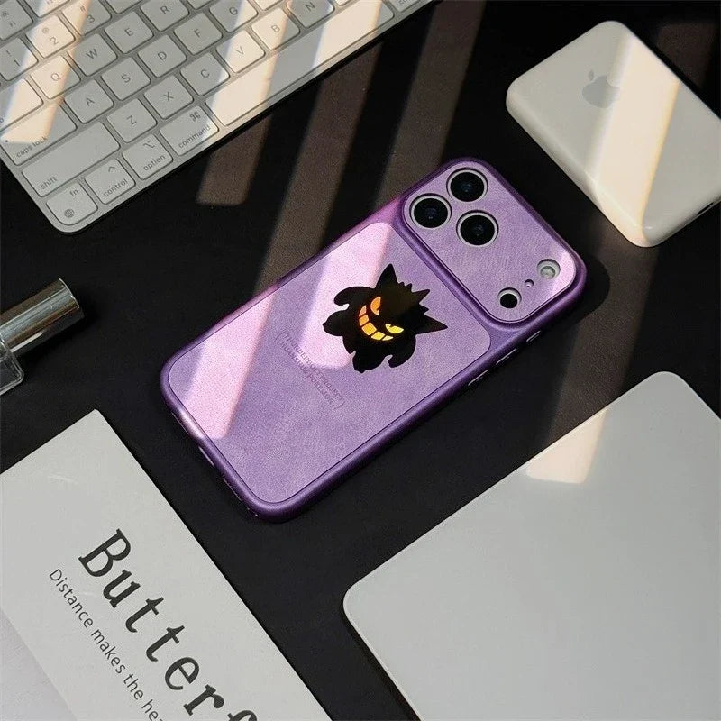 Anime Cartoon Gengar Laser Leather Texture Phone Case For iPhone