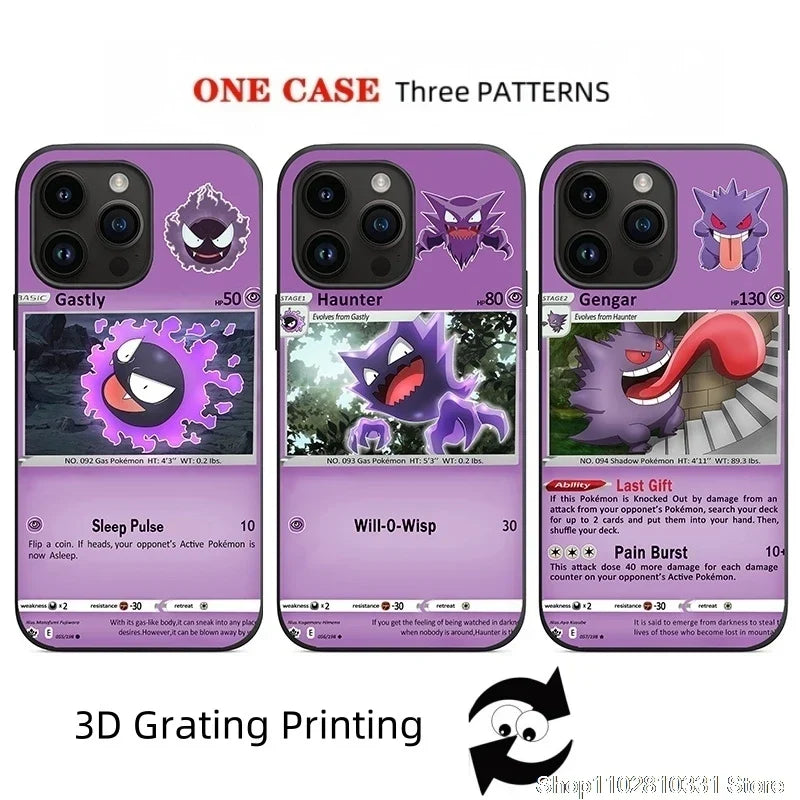 3D Grating Card Pokemon Phone Case For iPhone