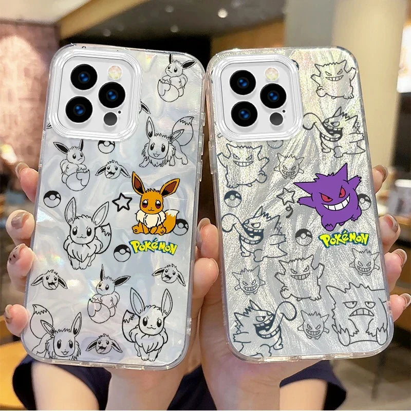 New Pokemon Gengar Cartoon Gradient Phone Case For iPhone